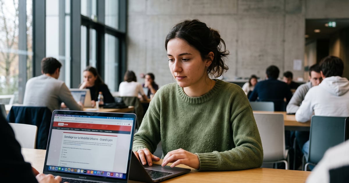 Personne créant un sondage en ligne sur un ordinateur portable moderne