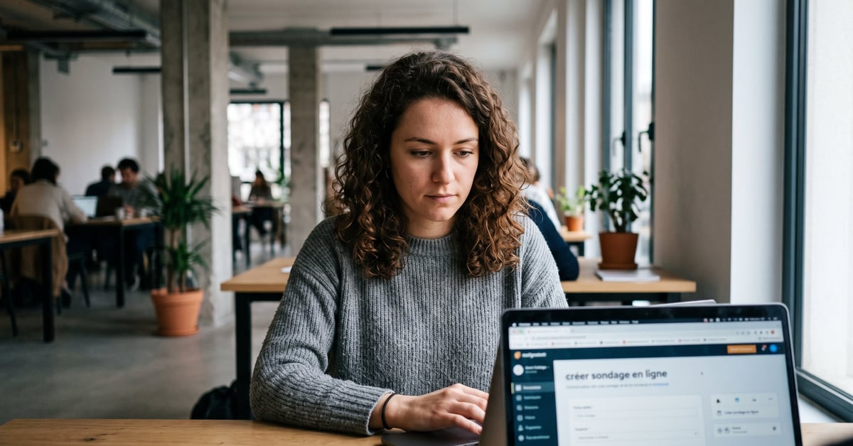 Créer un sondage en ligne sur ordinateur portable avec interface d'enquête numérique