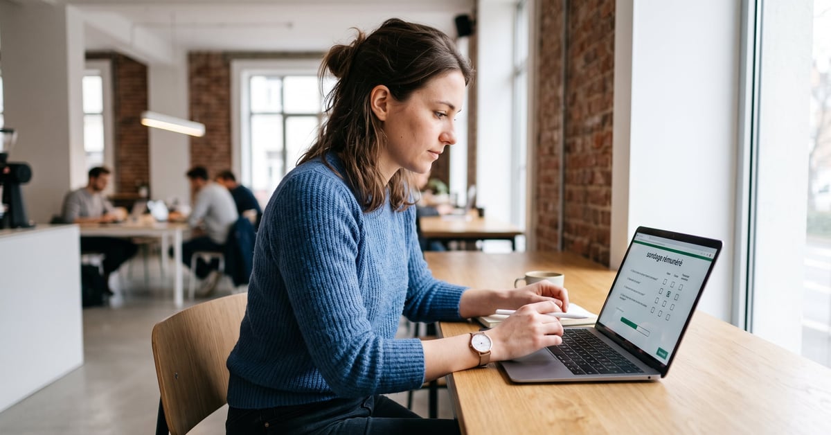 Sondage rémunéré en ligne : une personne donne son avis sur internet pour gagner de l'argent