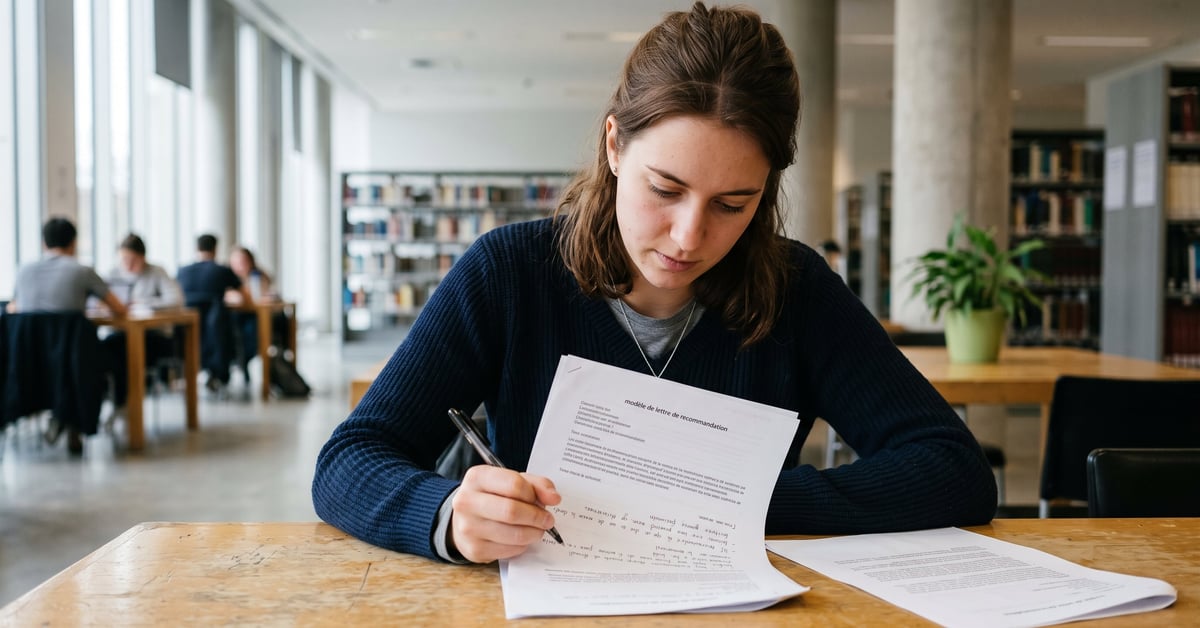 Modèle de lettre de recommandation professionnelle posée sur un bureau moderne