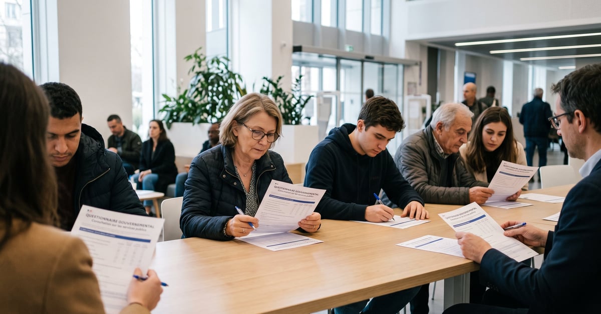 Questionnaire gouvernemental sur un bureau officiel, outil de consultation publique citoyenne